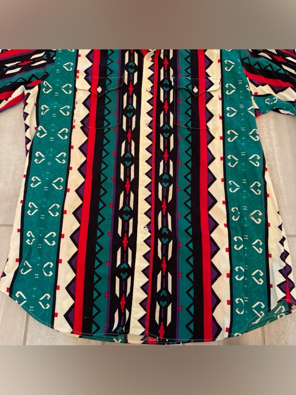 VTG Panhandle Slim Western Shirt USA Made Aztec Southwest Multicolor 17 1/2 XL? - Picture 9 of 10